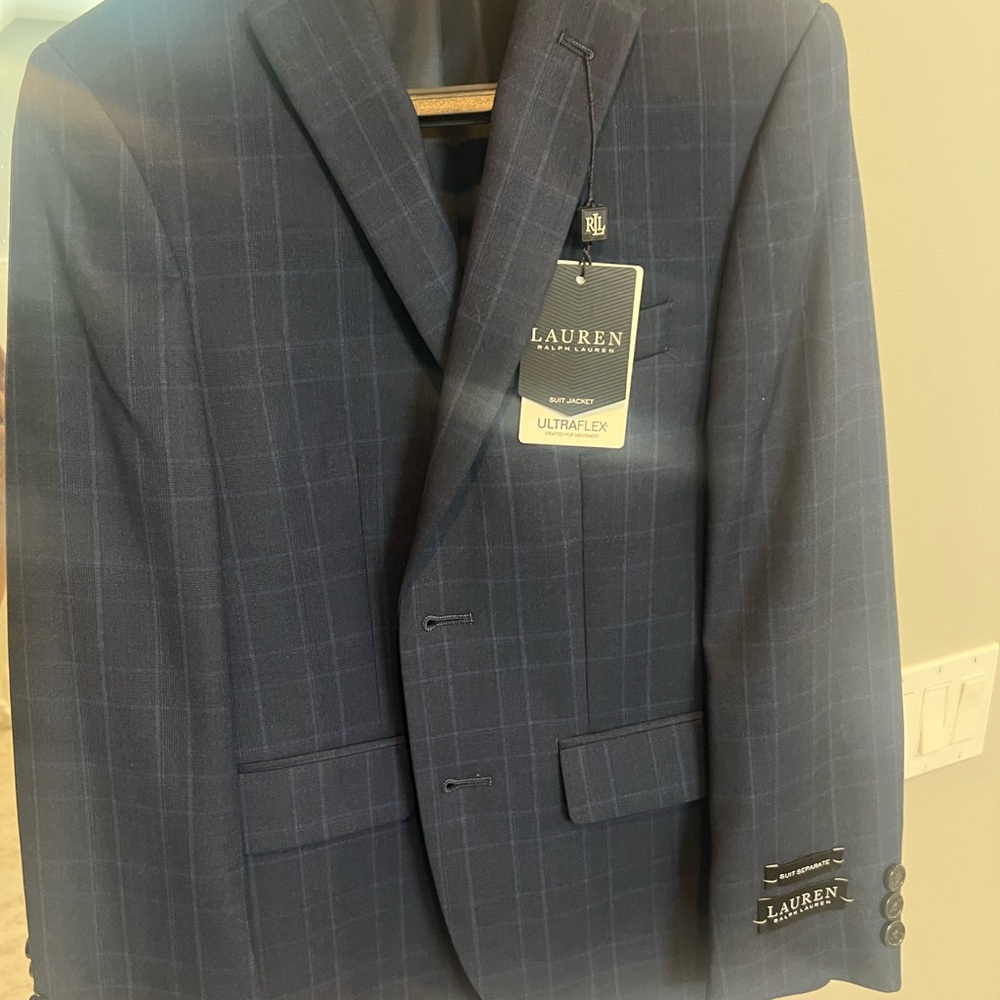 Ralph Lauren Men's Dark Blue Checkered Blazer